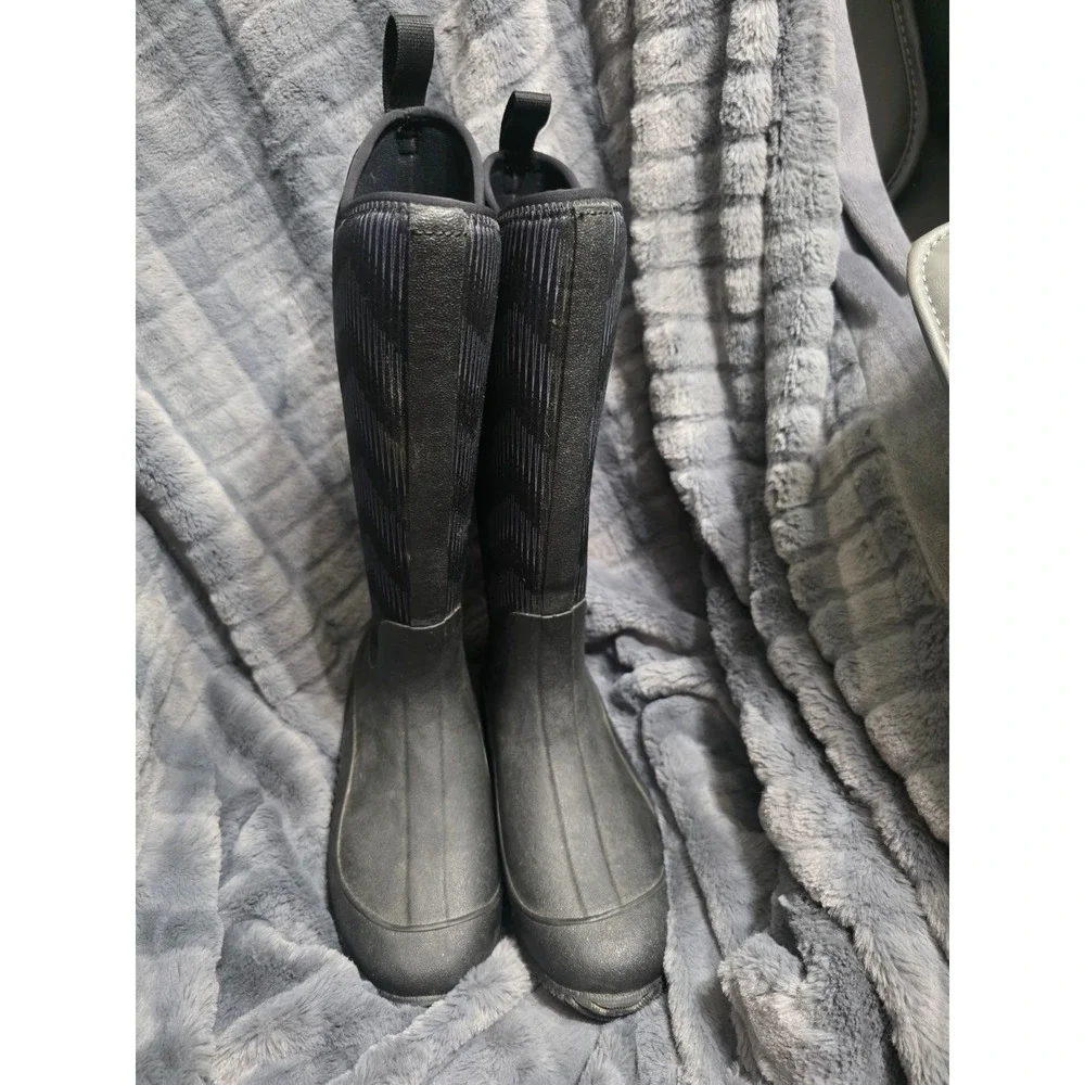 Muck Boot Company Hale Womens Size 7 Black Chevron Waterproof Rain Boots Tall
